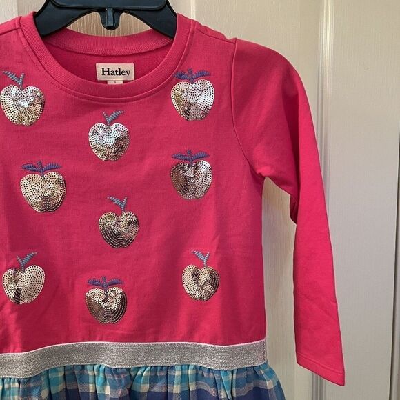Hatley Shiny Apple Fun Elastic Waist Dress Pink Plaid Skirt Girls Size 4 NWT - Picture 7 of 12